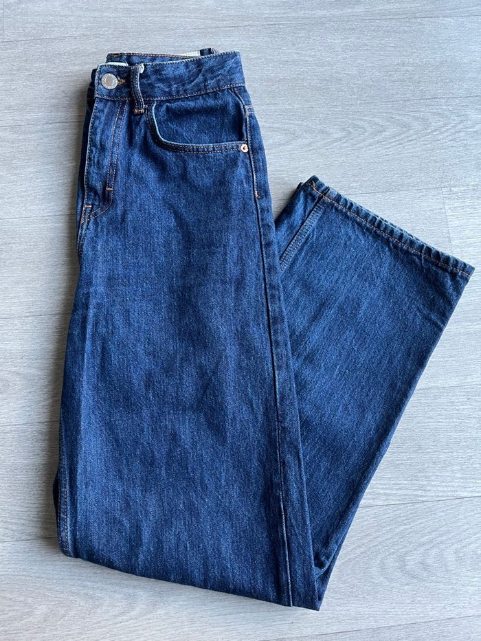 Jean large taille haute bleu foncé Pull&Bear T34