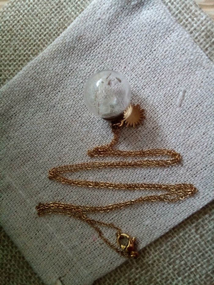 Collier boule de graines de vie et soleil en acier inoxydable - photo numéro 4