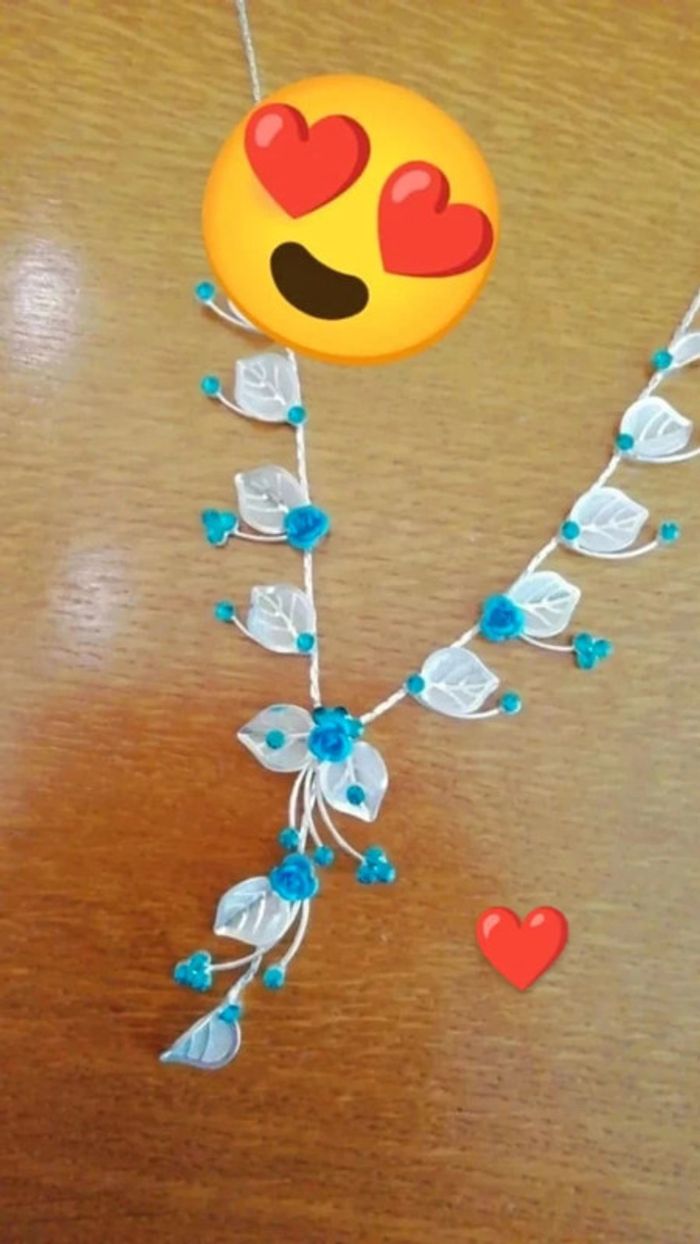 Collier neuf bleu forme de rose vintage y2k - photo numéro 2