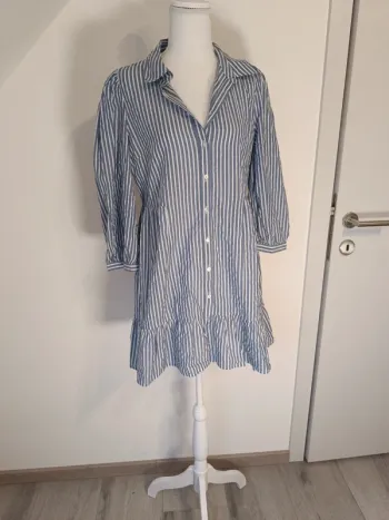 Robe chemise rayée Zara bleu/blanc M
