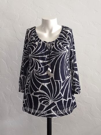 💙 Blouse fluide bleu marine transparente doublée – Taille 1 💙