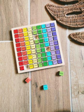 🔢Coffret en bois chiffres multicolores j'apprends les multiplication/mathematiques