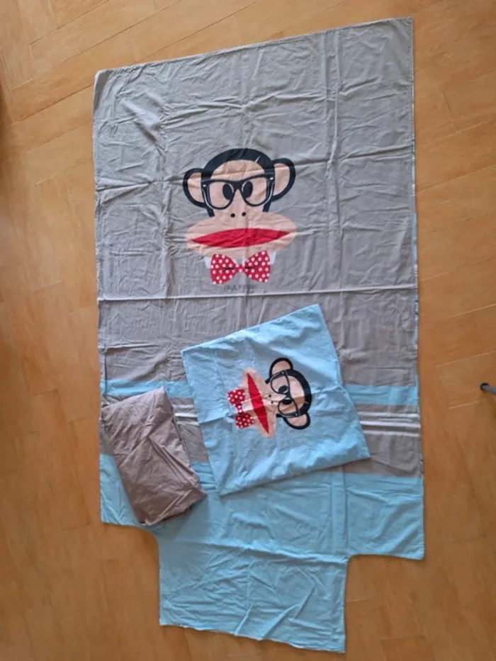 Parure de lit 1 personne garçon thème Singe