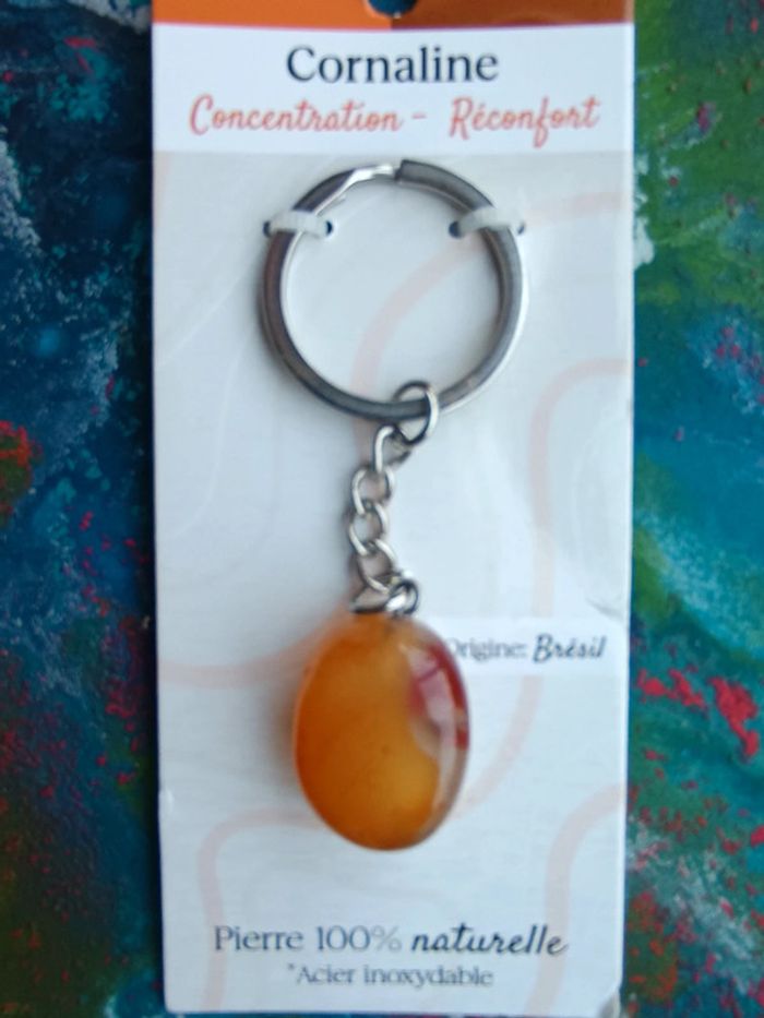 Porte clés en Cornaline véritable Neuf - photo numéro 2