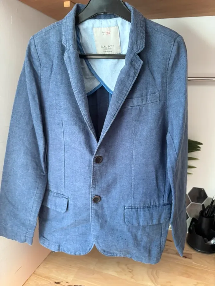 Blazer en lin bleu jean clair • Zara • 11/12 ans - photo numéro 2