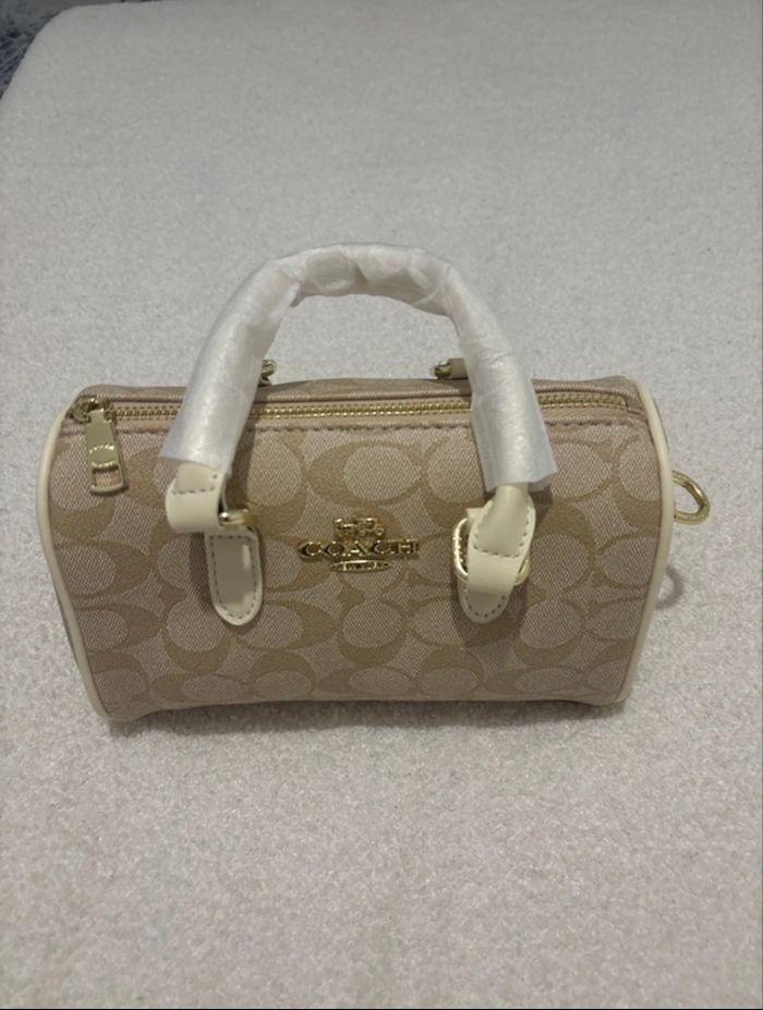 Sac à main avec bandoulière Coach / Beige Blanc / Beige White 