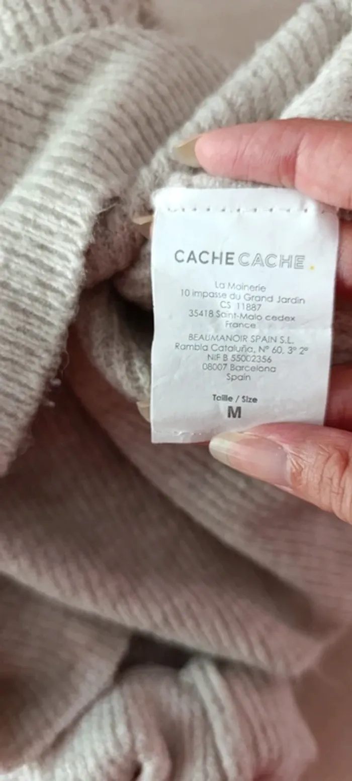 Pull cache cache beige doux taille M - comme neuf - photo numéro 5
