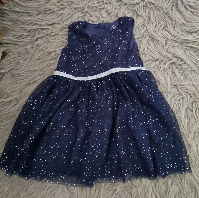 Robe toute occasions marine à pois argenté pailleté 18mois