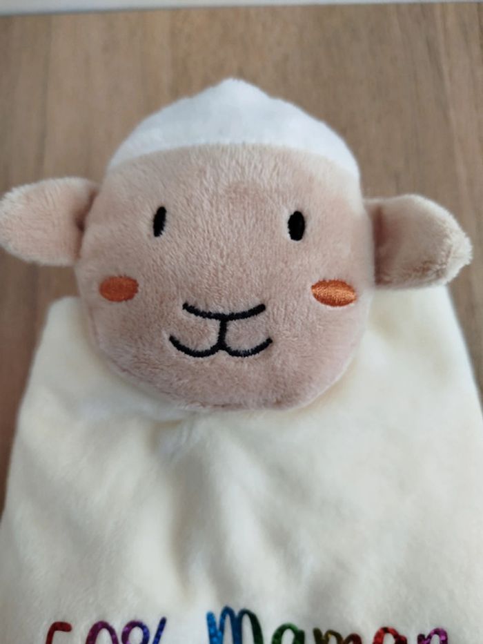 Doudou mouton mixte texte humoristique 50% papa 50% maman 100% moi - photo numéro 4