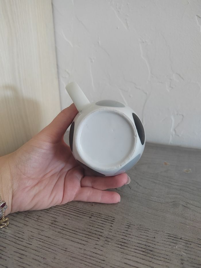 Mug blanc à pois noirs et gris – Tasse céramique café/thé - photo numéro 6