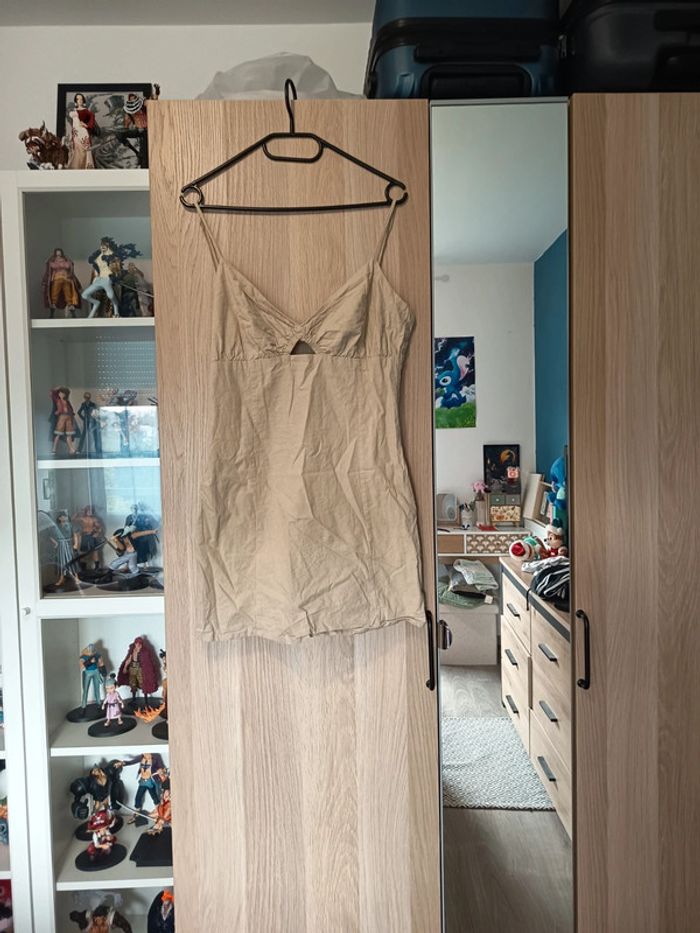 Robe beige marron Bershka - Taille L 40