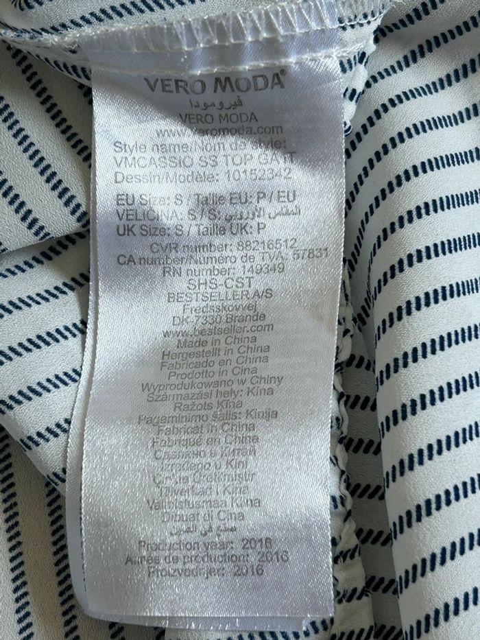 Blouse blanche et bleue avec dentelle Vero Moda taille S jamais portée - photo numéro 15