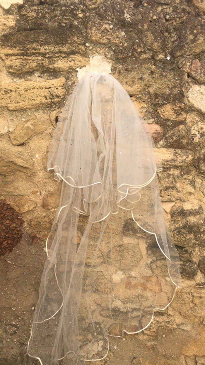 Voile écru avec strass