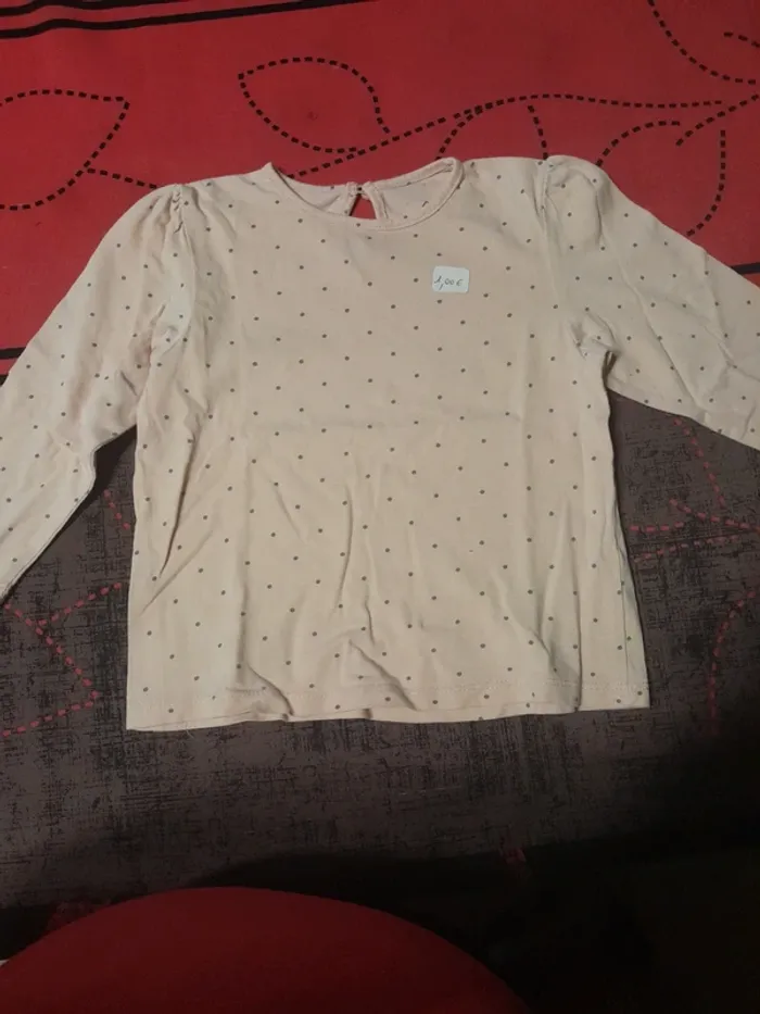 Haut manche longue taille 23 mois rose à pois gris