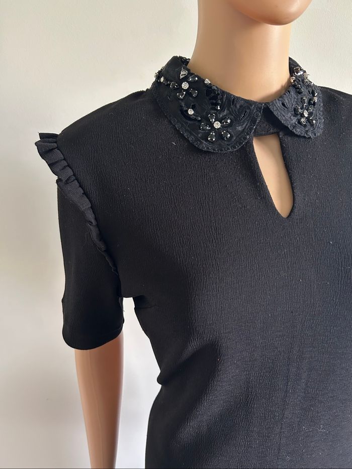 Robe noire avec strass à manches courtes Morgan taille 40 TBE - photo numéro 4