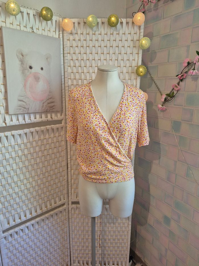 💕Jolie blouse cache-cœur/ Top portefeuille fleuri Etam femme TXL / 42 - Neuf💕
