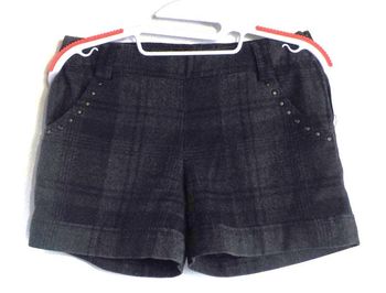 SHORT FEMME CACHE-CACHE NOIR ET GRIS FONCE T34