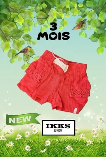 Short IKKS neuf 3 mois rouge orangé