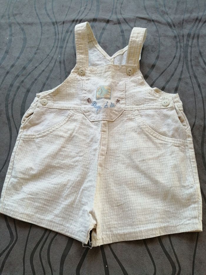 Salopette courte et t shirt 9 mois à 1 an Plage d'été - photo numéro 2