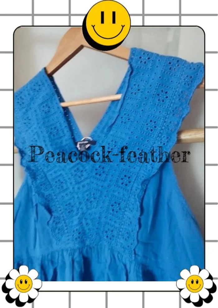 Débardeur bleu xl broderie anglaise kiabi - photo numéro 3