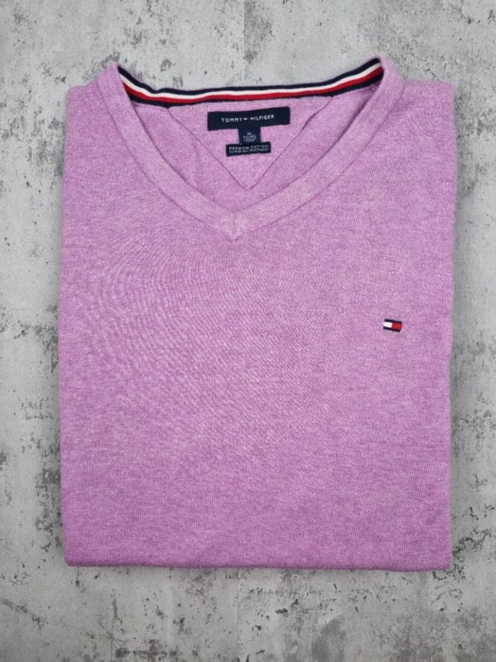 Pull col V Tommy Hilfiger mauve, XL Hommes - photo numéro 2