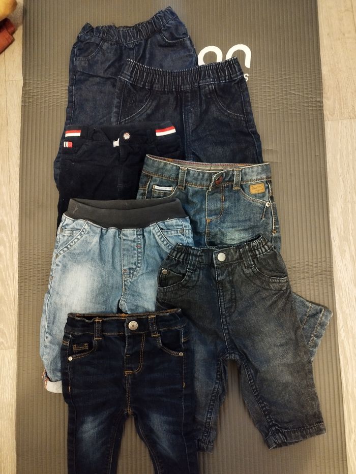 Lots de 7 jeans bébé - 6 mois