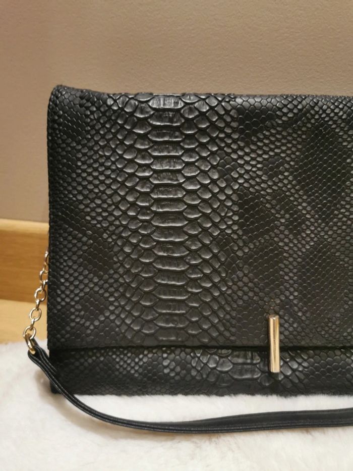 Pochette bandoulière croco noir
