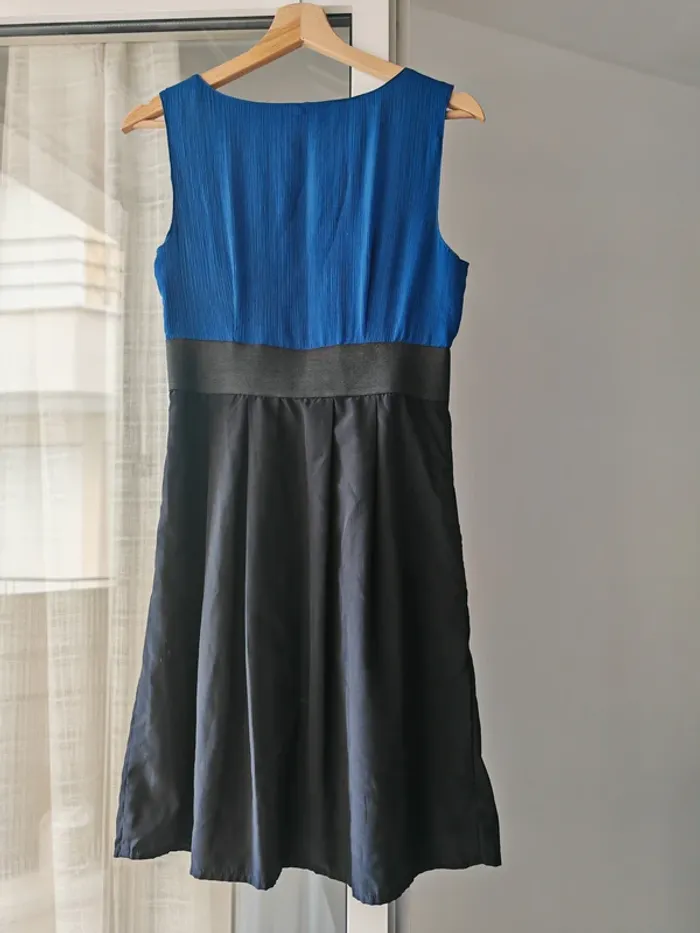 Robe bi-matière bleu nuit et noir Vero Moda 36 - photo numéro 4