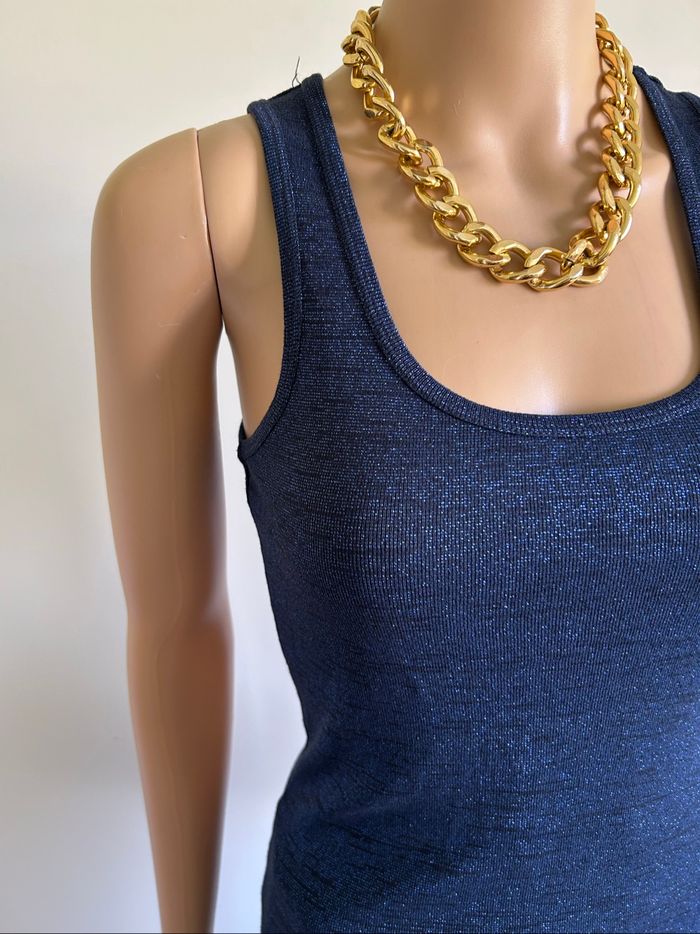 Débardeur bleu marine pailleté Morgan taille XS jamais porté - photo numéro 4