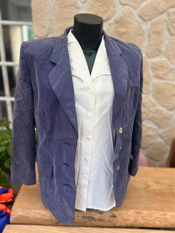 Veste blazer M 38 femme vintage tailleur bleu marine