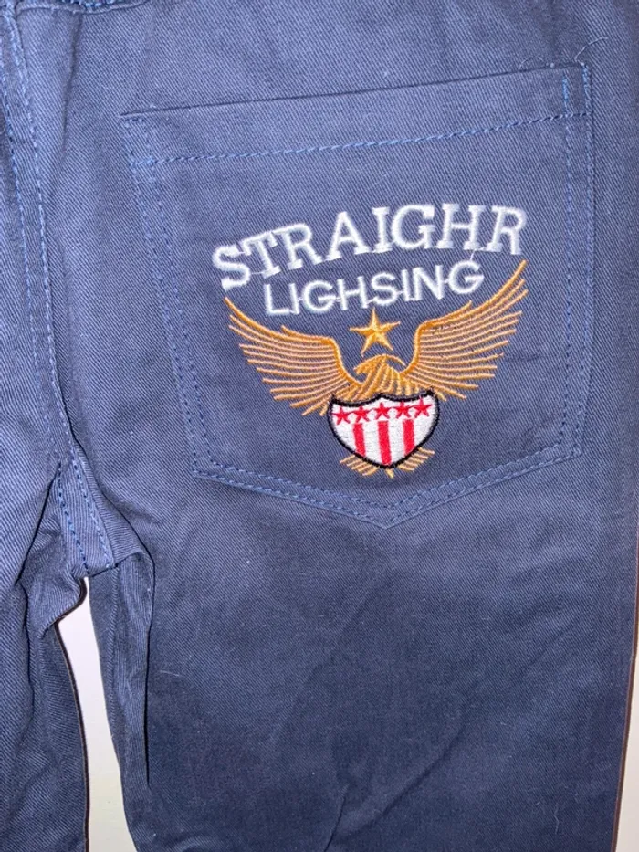 Pantalon brodé style cargo, 160 (13/14), sans marque, neuf sans étiquette. - photo numéro 7