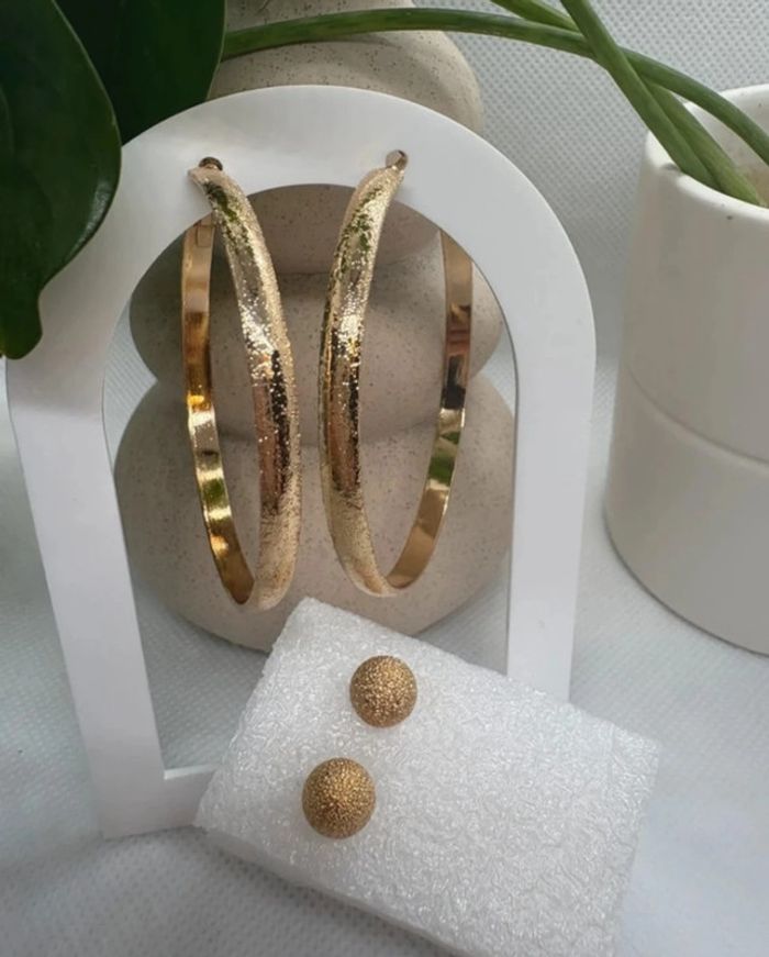 Lot boucle d'oreille creole et perle - photo numéro 2