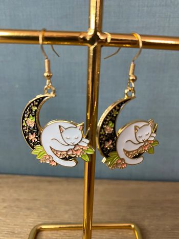 Boucles d’oreille chat lunaire rétro love