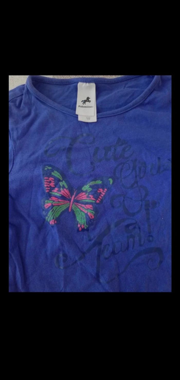 Tee shirt manches longues bleu papillon palomino petit 122 cm - photo numéro 2