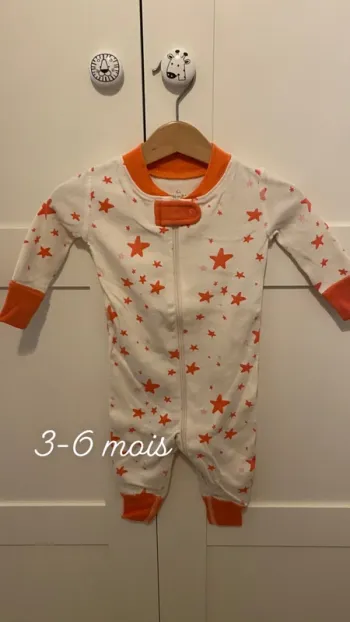 Pyjama léger 3 mois Moon And Back orange et écru