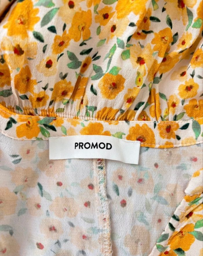 Robe longue bohème fleurie jaune & blanche taille 38 (M) Promod - photo numéro 7