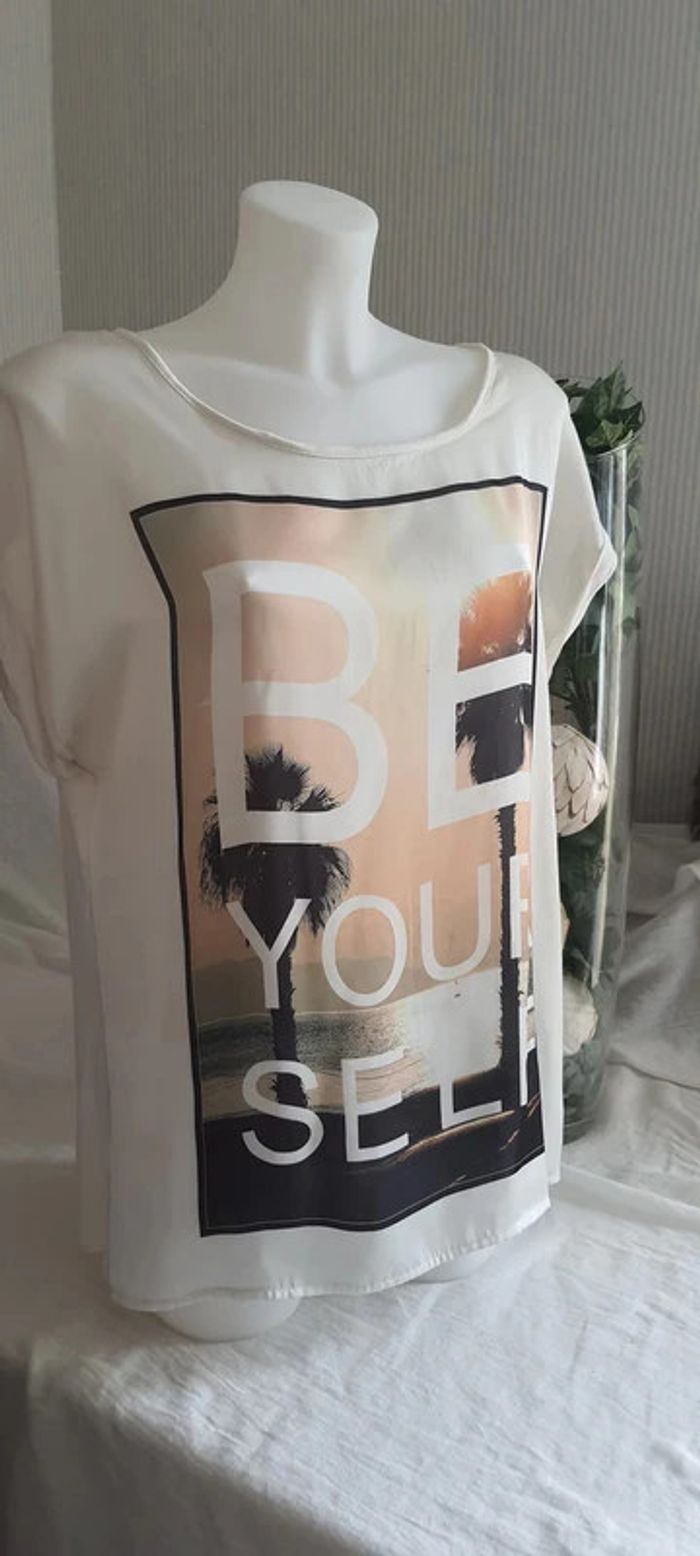 Tee-shirt femme bi-matière "ETAM" taille XL