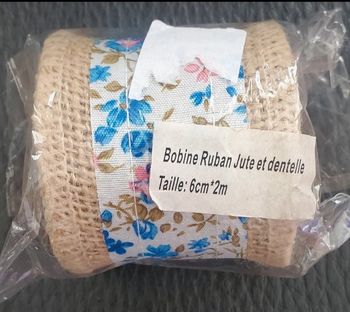1 bobine de ruban en jute et dentelle de 6cm X 2m