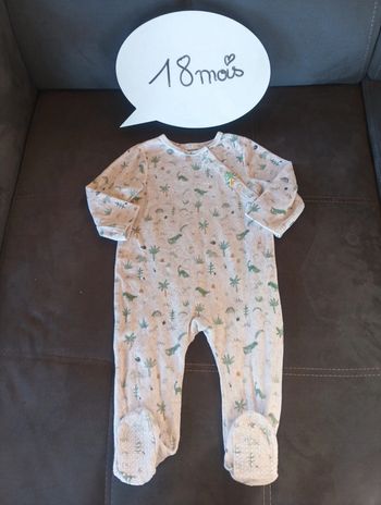 Pyjama velours Garçon 18 mois Dinosaure zip sur le côté Tao