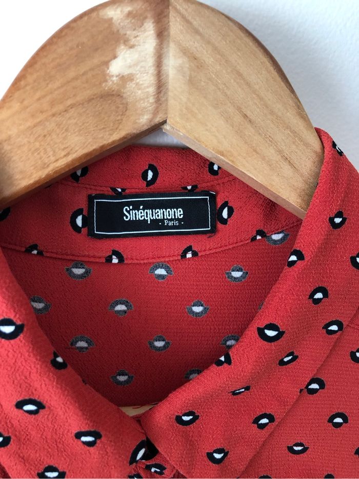 Robe longue orange à motifs noir et blanc - Sinéquanone - L - photo numéro 3