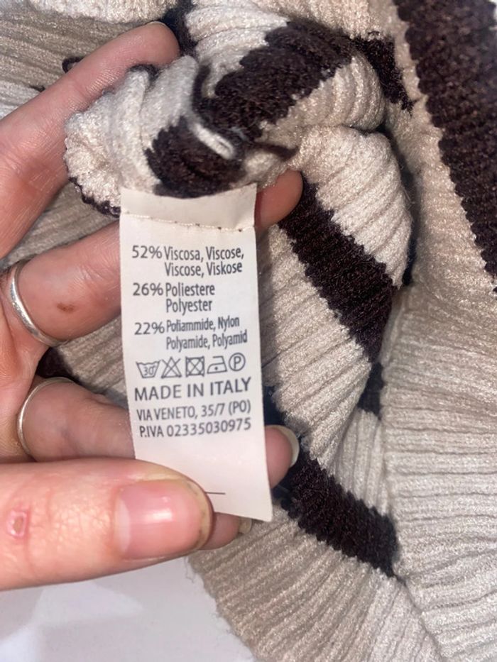 Pull chaussette marron et beige - photo numéro 2