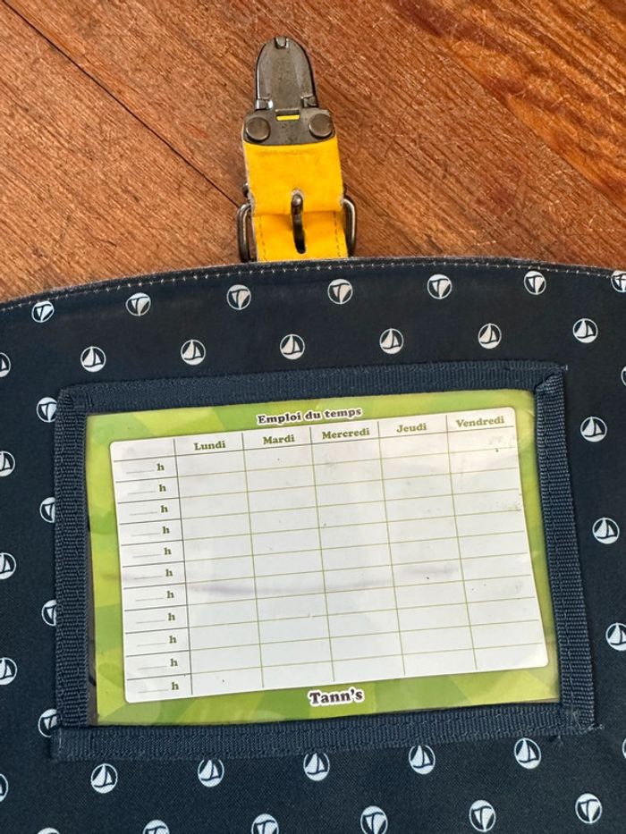 Grand cartable d’écolier vintage Tann’s édition limitée Petit Bateau bleu jaune rayé marin - photo numéro 9