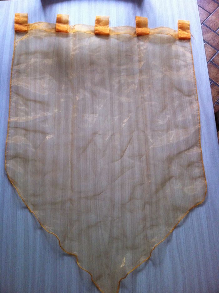 Faby27800 Rideau Orangé x 3 / 60 cm x 95 cm pompon compris