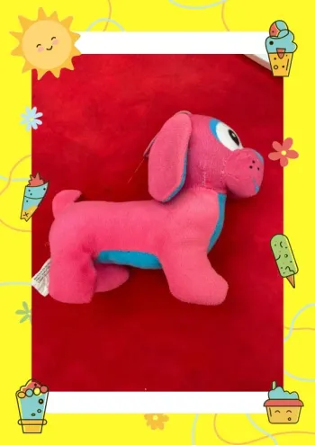 Peluche chien rose