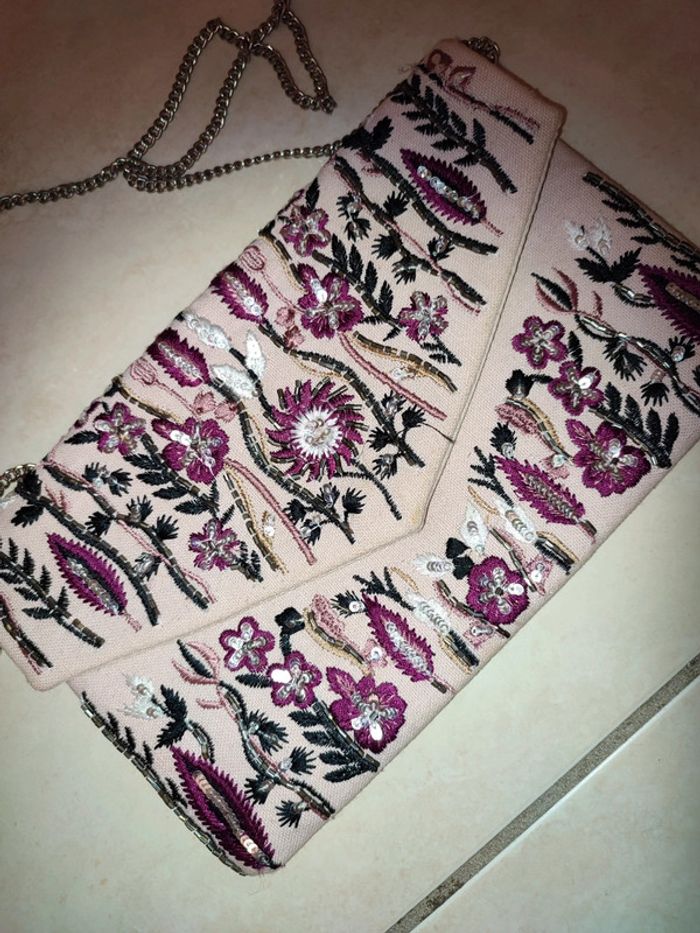 Pochette en tissu rose et violette - photo numéro 2