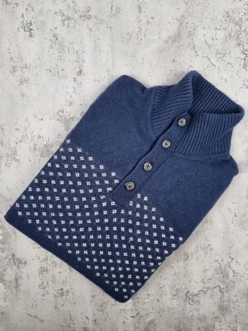 Pull 1/4 boutons Tommy Hilfiger bleu – Taille L Homme (mesures en photos)