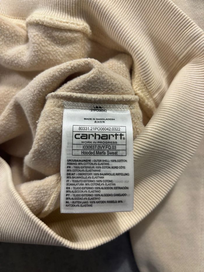 Pull à capuche Carhartt / Hooded Marfa Sweat Beige Taille S neuf avec étiquette - photo numéro 7