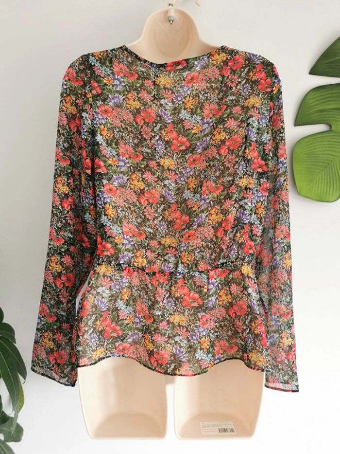 Blouse voile à imprimé fleuri multicolore Naf Naf Taille 38 - photo numéro 6
