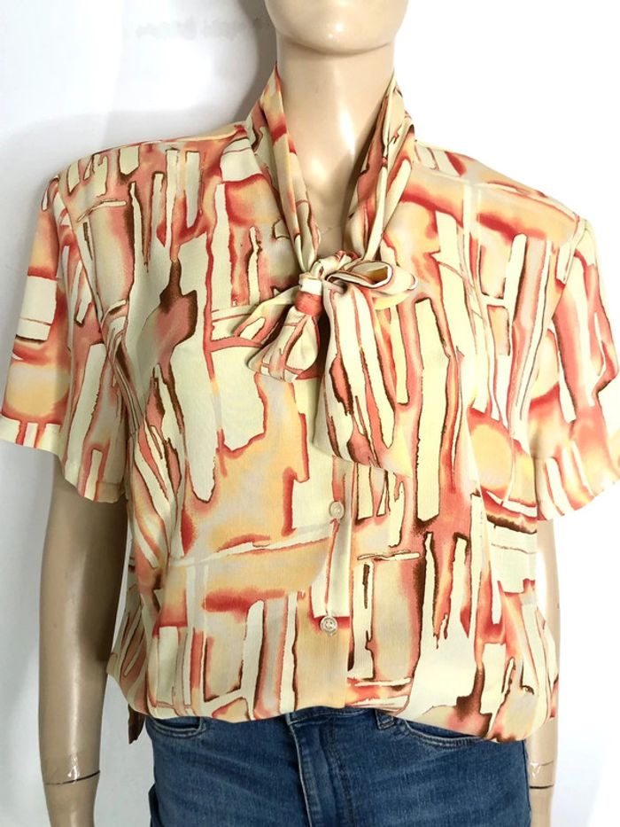 Jolie blouse chemise abstraite Laura Belmont taille 40/42 (voir mesures) - photo numéro 2