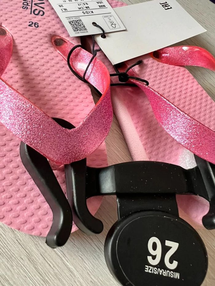 Tongs fille rose pailletées 26 neuves - photo numéro 3
